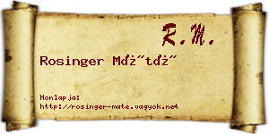 Rosinger Máté névjegykártya